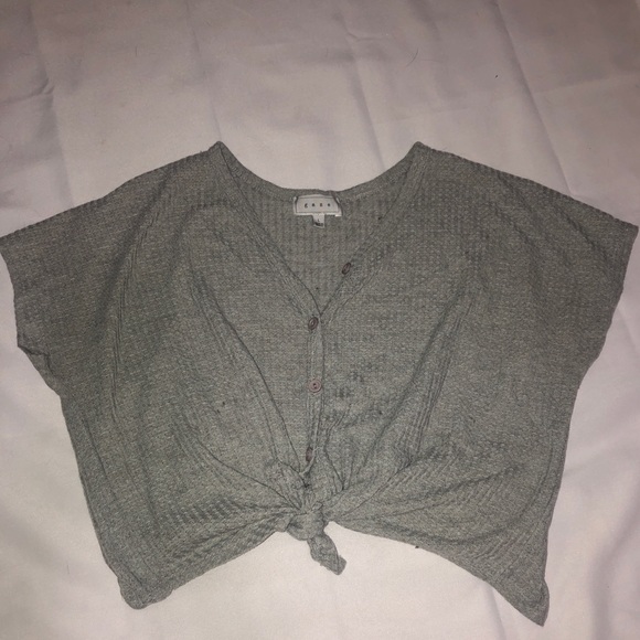 Grey Waffle Print Crop - Picture 1 of 2